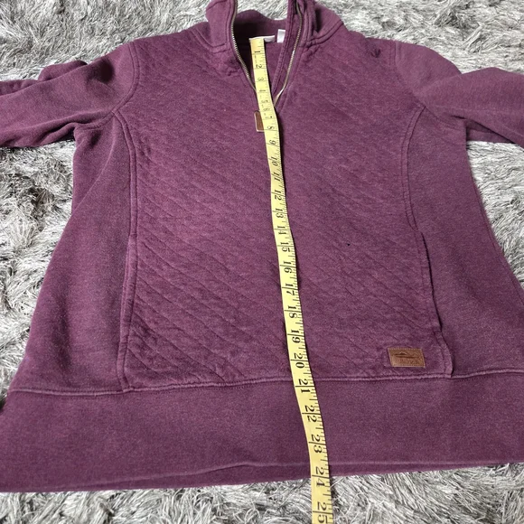 L.L. Bean Quilted Quarter-Zip Pullover Deep Wine Medium - Picture 5 of 8